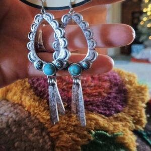 Silver and Turquoise Dangle Earrings